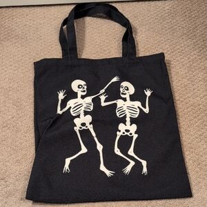 Black Tote Bag with Dancing Skeletons NWOT
